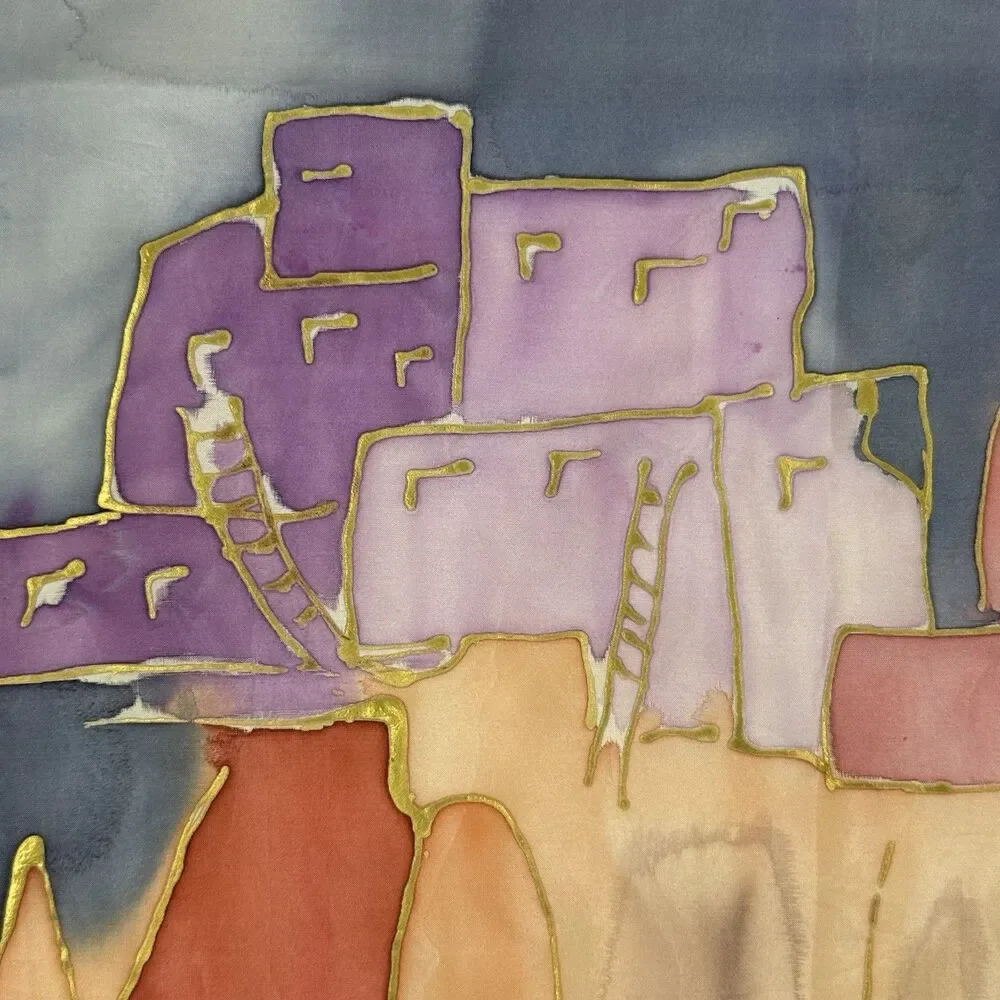 Hand Painted Adobe Western Wall Silk Hanging Carey Southwestern Artwork 29